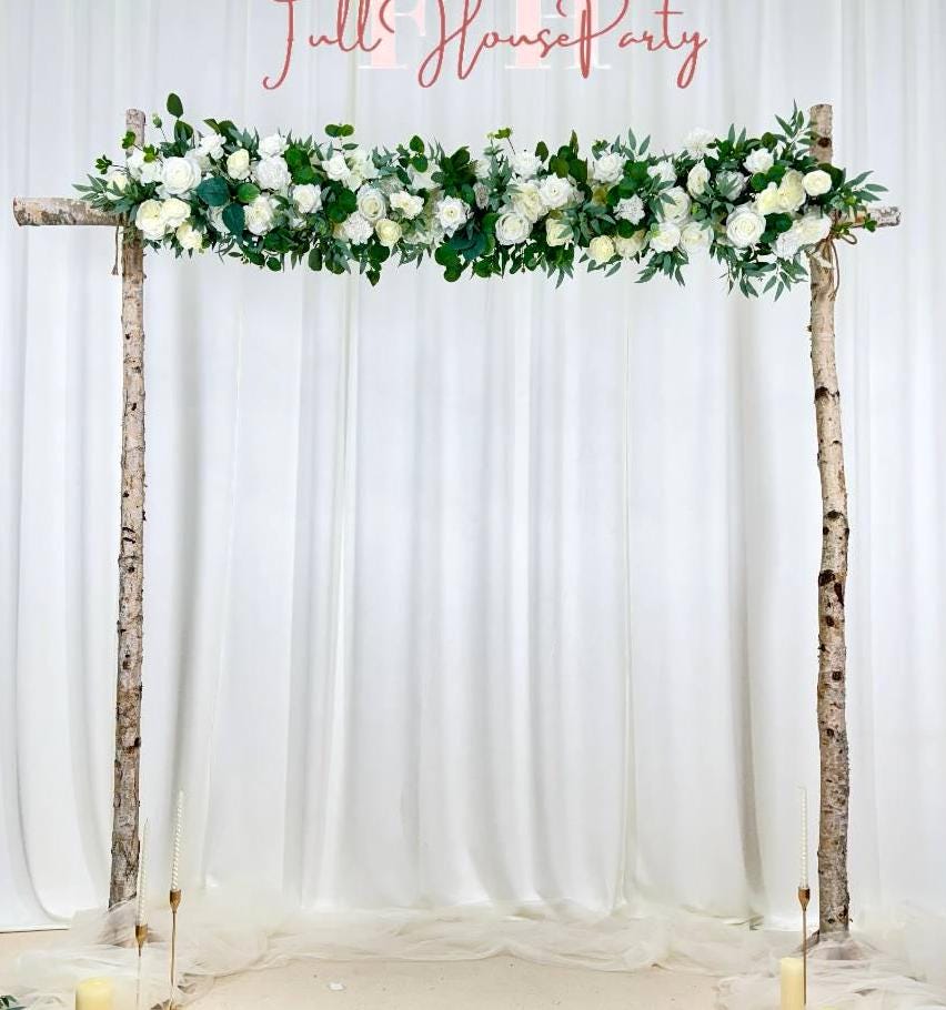 USA Local Stock---Wedding arch decoration with white roses and eucalyptus leaves