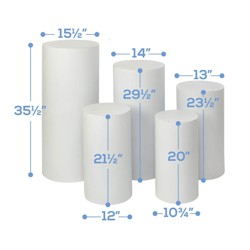 Metal Cylinder Stands for Party, 5Pcs/Set Large White Cylindros Para Fiestas Redondos Blancos, Elegant Cylinder Stand for Event Decorations