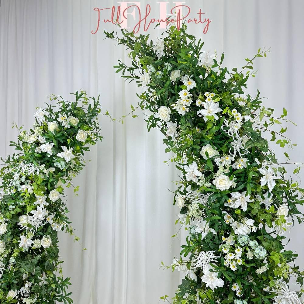 US Seller---Greenery Eucalyptus White Rose Flower Archway, Wedding Backdrop Flower Archway, Wedding Flower Arrangement, Stage Outdoor Party