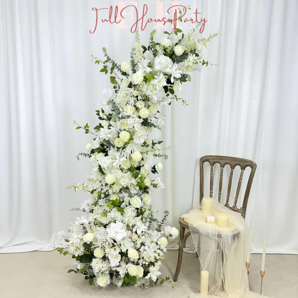 Wedding Archway Artificial Ivory Rose  Archway,Flower Row Arrrangement Marriage Wedding PillarFlower,Wedding Flower Party Event backdrop