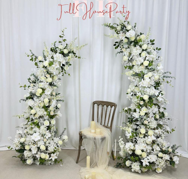 Wedding Archway Artificial Ivory Rose  Archway,Flower Row Arrrangement Marriage Wedding PillarFlower,Wedding Flower Party Event backdrop