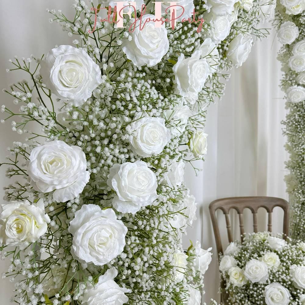 U.S. Local Stock- Baby’s Breath Flower Arches For Weddings, DIY Floral Row Arrangement, Flower Wedding Arch for Event Backdrop Decoration
