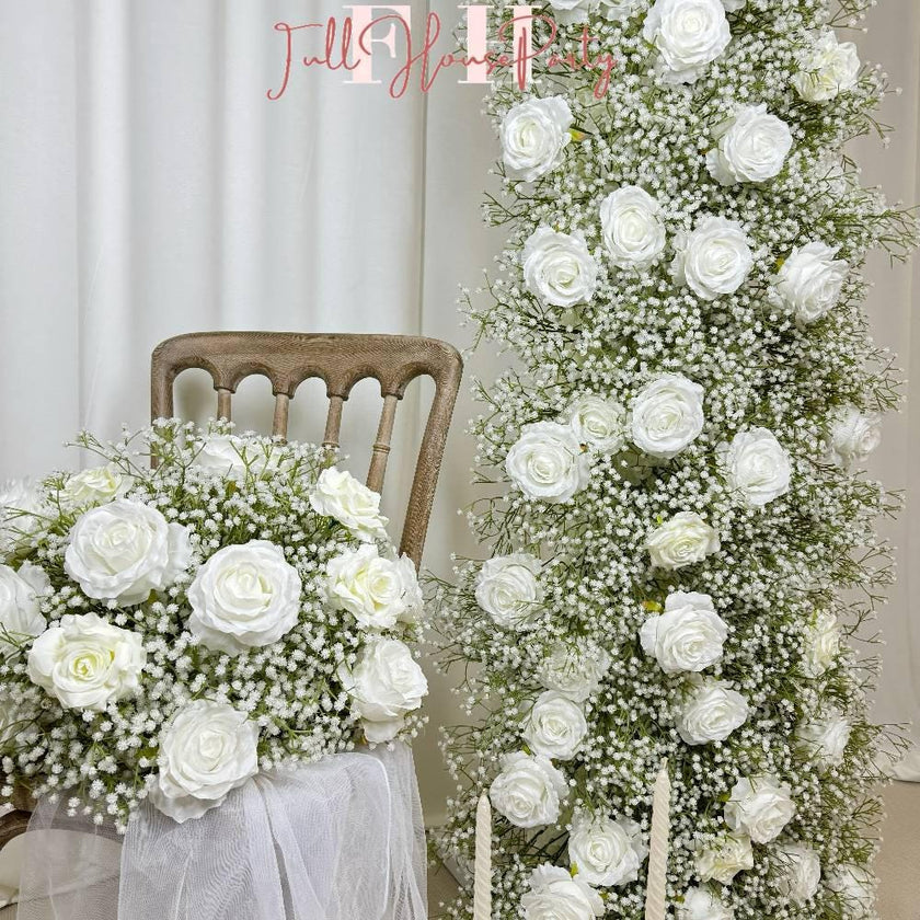 U.S. Local Stock- Baby’s Breath Flower Arches For Weddings, DIY Floral Row Arrangement, Flower Wedding Arch for Event Backdrop Decoration