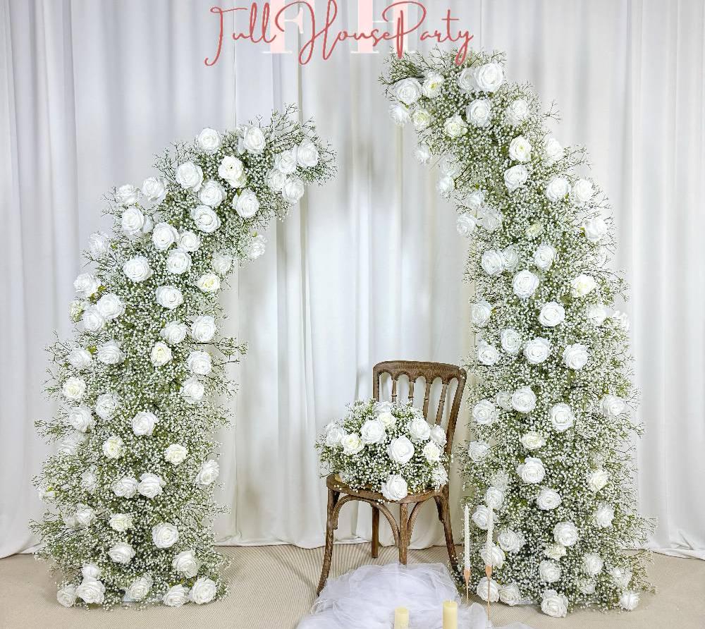 U.S. Local Stock- Baby’s Breath Flower Arches For Weddings, DIY Floral Row Arrangement, Flower Wedding Arch for Event Backdrop Decoration