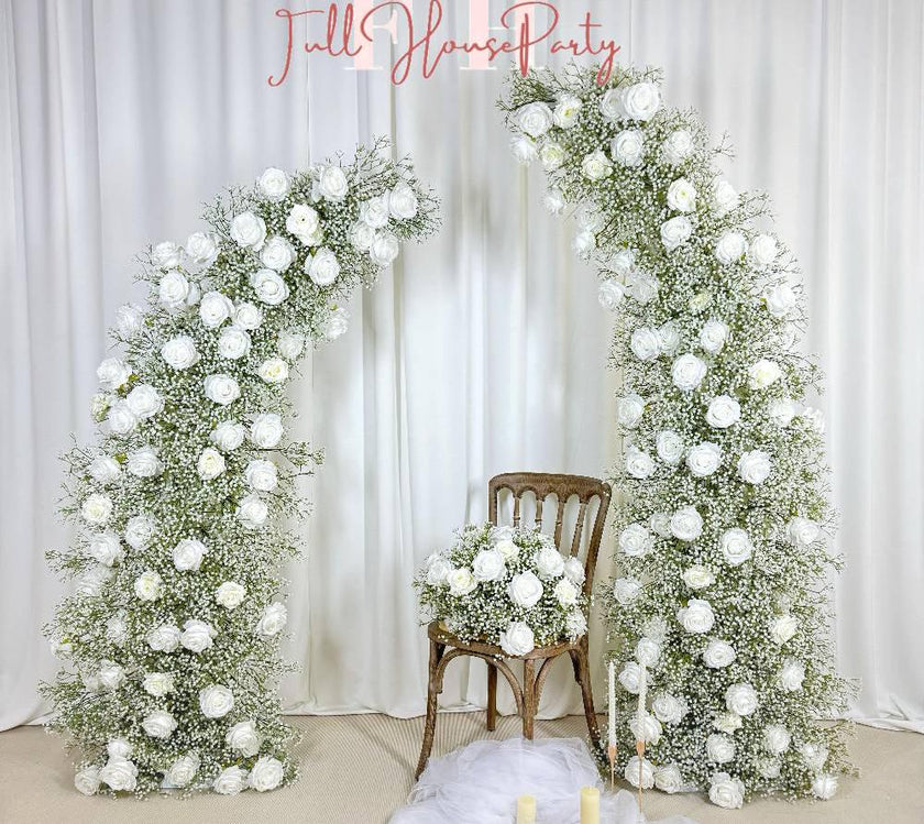 U.S. Local Stock- Baby’s Breath Flower Arches For Weddings, DIY Floral Row Arrangement, Flower Wedding Arch for Event Backdrop Decoration
