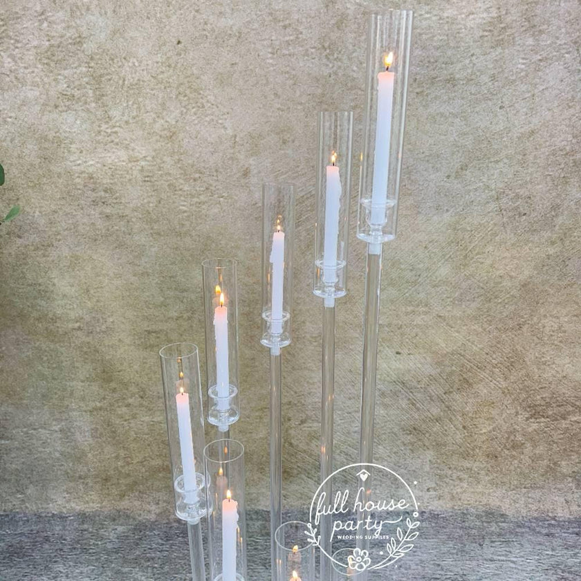 30% OFF | Ships from Houston | 50" Clear Acrylic Tall Candle Holder | Glass Hurricane Tube | Wedding Table Centerpiece