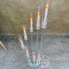 50“ - Clear Acrylic Tall Candle Holder with Crystal Glass Hurricane Tube, Suitable for Real Candles,wedding candlestick table centerpiece