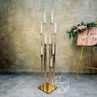 57'' Gold 10-Arm Metal  Holder Candelabra, Tall Glass Candle Holder, Heavy Metal Design for Weddings, Engagements, Showers, and Birthdays