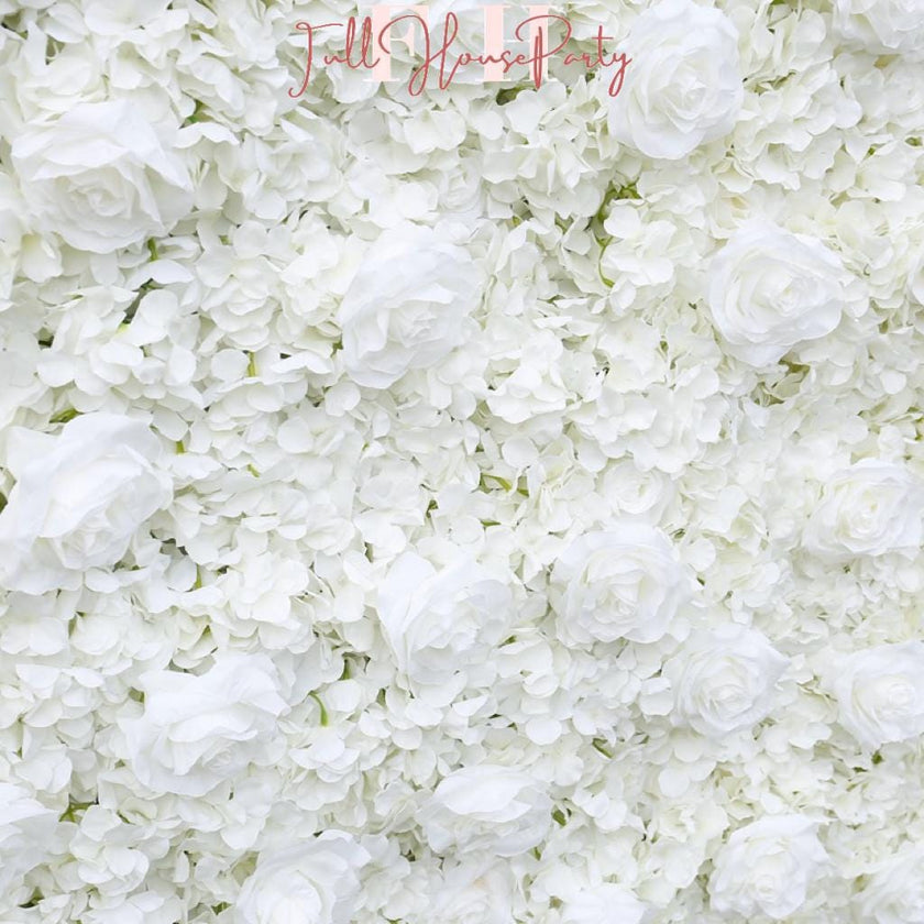 3D White Rose and Dahlia  Fabric Backdrop Flower Wall, Wedding Party Photo Background, Wedding Decoration, Easy and Quick Assembly