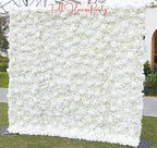3D White Rose and Dahlia  Fabric Backdrop Flower Wall, Wedding Party Photo Background, Wedding Decoration, Easy and Quick Assembly