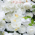 US Seller---5D White Rose Flower Wall 8*8ft - Flower Wall Roller Curtain Wall, Fabric Flower Wall, Wedding Party Photo Backdrop