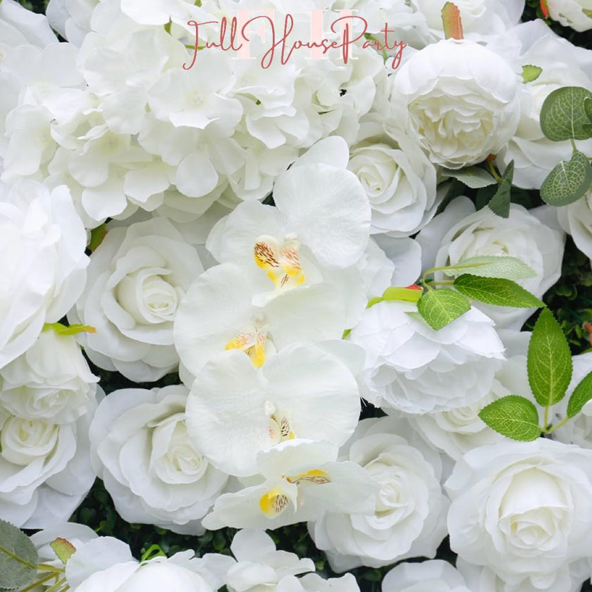 US Seller---5D White Rose Flower Wall 8*8ft - Flower Wall Roller Curtain Wall, Fabric Flower Wall, Wedding Party Photo Backdrop