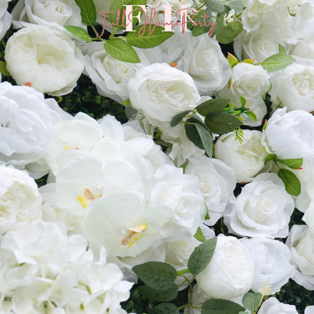 US Stock | Ships from USA | 5D White Rose Flower Wall 8x8ft, Fabric Flower Roller Curtain Backdrop, Wedding Party Photo Wall Decor
