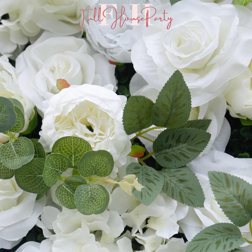US Stock | Ships from USA | 5D White Rose Flower Wall 8x8ft, Fabric Flower Roller Curtain Backdrop, Wedding Party Photo Wall Decor