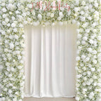 W8Ft x H8.53Ft Rollable Artificial White Rose  baby’s breath Arch Wedding Decoration, Flower Arch Wedding, Backdrop Flower Archway Party
