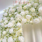 8×8.53 ft Rollable White Rose & Baby’s Breath Wedding Arch, Artificial Flower Backdrop Archway Decoration