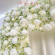 W8Ft x H8.53Ft Rollable Artificial White Rose  baby’s breath Arch Wedding Decoration, Flower Arch Wedding, Backdrop Flower Archway Party