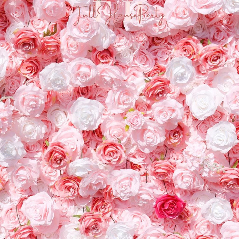 US seller---5D Baby Pink Rose Flower Wall  (8x8 ft) - Roll-Up Curtain Style Fabric Flower Wall for Wedding Party Photo Backdrop