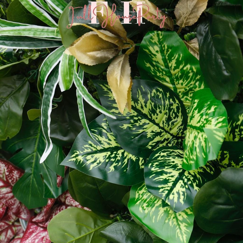 US Seller---Lush Green Leaves 5D Flower Wall (8x8 ft) - Roll-Up Fabric Flower Wall for Wedding Party Photo Backdrop