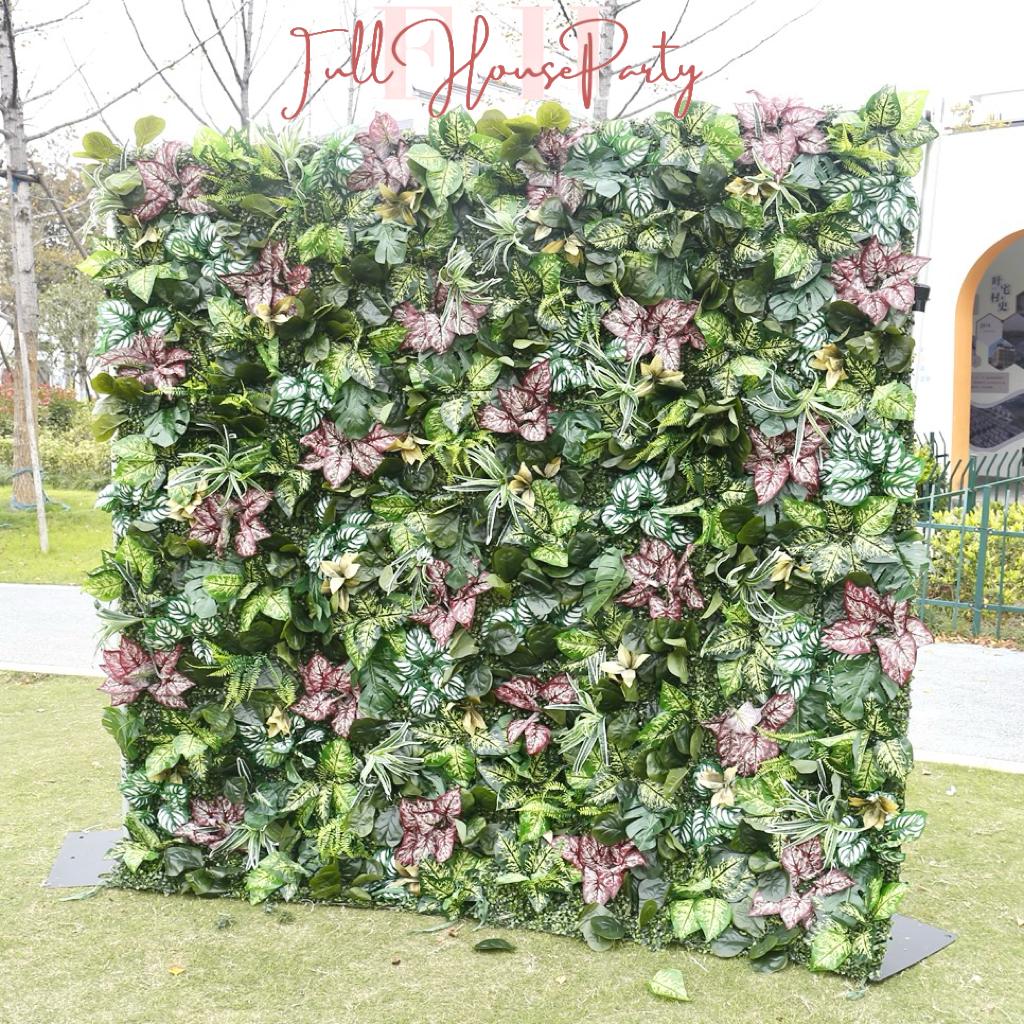 US Seller---Lush Green Leaves 5D Flower Wall (8x8 ft) - Roll-Up Fabric Flower Wall for Wedding Party Photo Backdrop