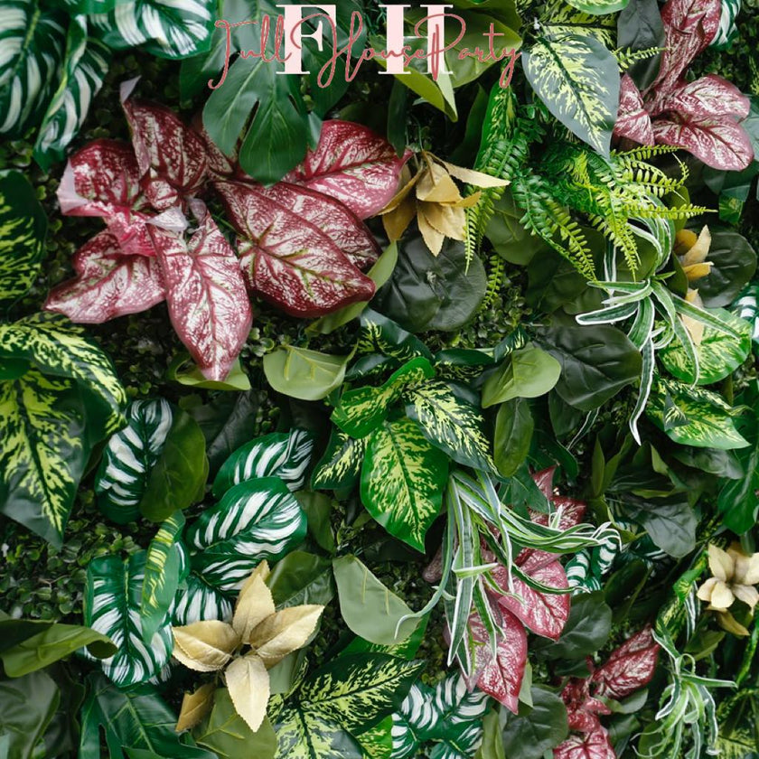 US Seller---Lush Green Leaves 5D Flower Wall (8x8 ft) - Roll-Up Fabric Flower Wall for Wedding Party Photo Backdrop