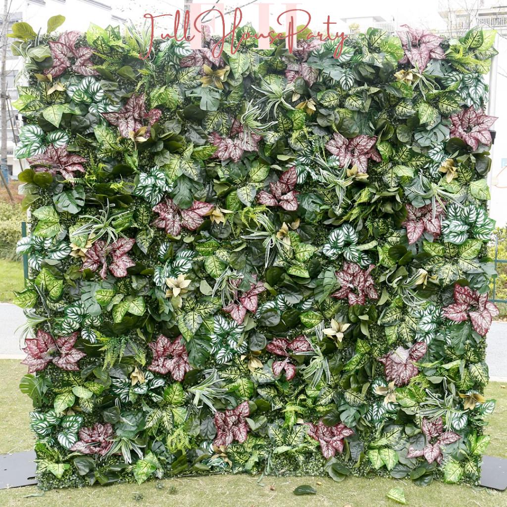 US Seller---Lush Green Leaves 5D Flower Wall (8x8 ft) - Roll-Up Fabric Flower Wall for Wedding Party Photo Backdrop