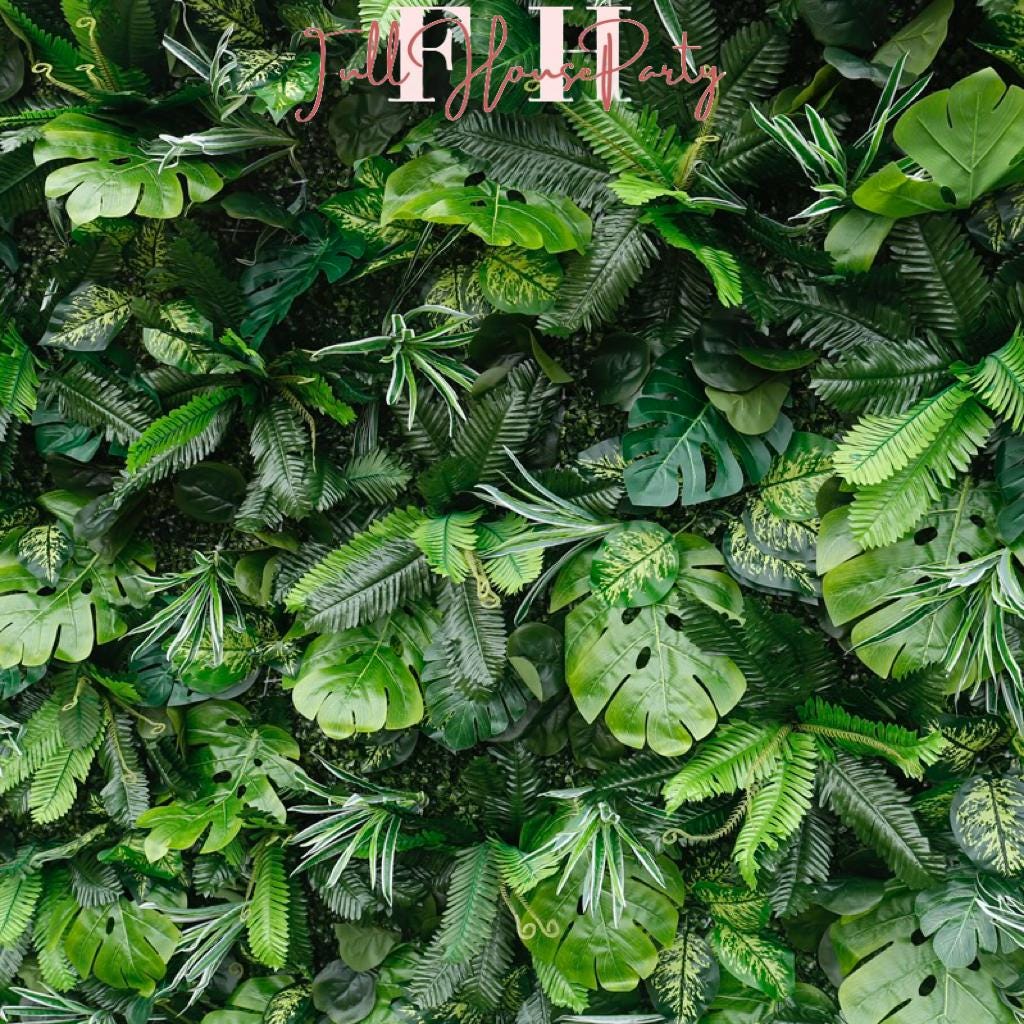 US Seller---Lush Green Leaves  5D Flower Wall (8x8 ft) -   Roll-Up Curtain Style Fabric Flower Wall for Wedding Party Photo Backdrop.