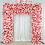 US Seller---W8Ft x H8.53Ft Rollable Artificial Pink Rose Arch Wedding Decoration, Flower Arch Wedding, Backdrop Flower Archway Party Decor