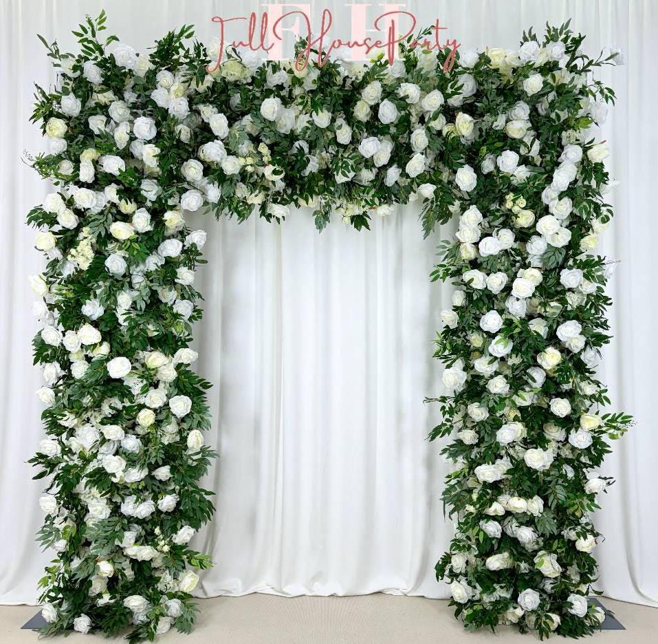 US Seller---W8Ft x H8.53Ft Rollable Artificial  roses and green plants Arch Wedding Decoration, Flower Arch Wedding, Backdrop  Archway Party