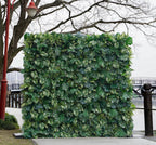 US Seller---Lush Green Leaves  5D Flower Wall (8x8 ft) -   Roll-Up Curtain Style Fabric Flower Wall for Wedding Party Photo Backdrop.