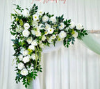 Wedding arch decoration with white roses and eucalyptus leaves（USA Local Stock）（Free matching curtains ）