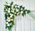 Wedding arch decoration with white roses and eucalyptus leaves（USA Local Stock）（Free matching curtains ）