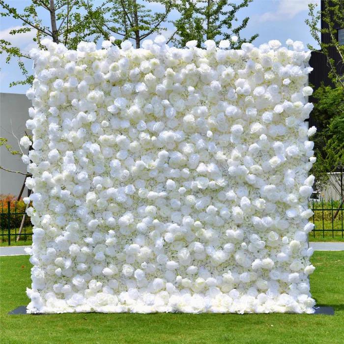 Ships from USA |White Rose Flower Wall 8*8ft- Flower Wall Rolling Up Curtain Wall, Fabric Flower Wall, Wedding Party Photo Backdrop