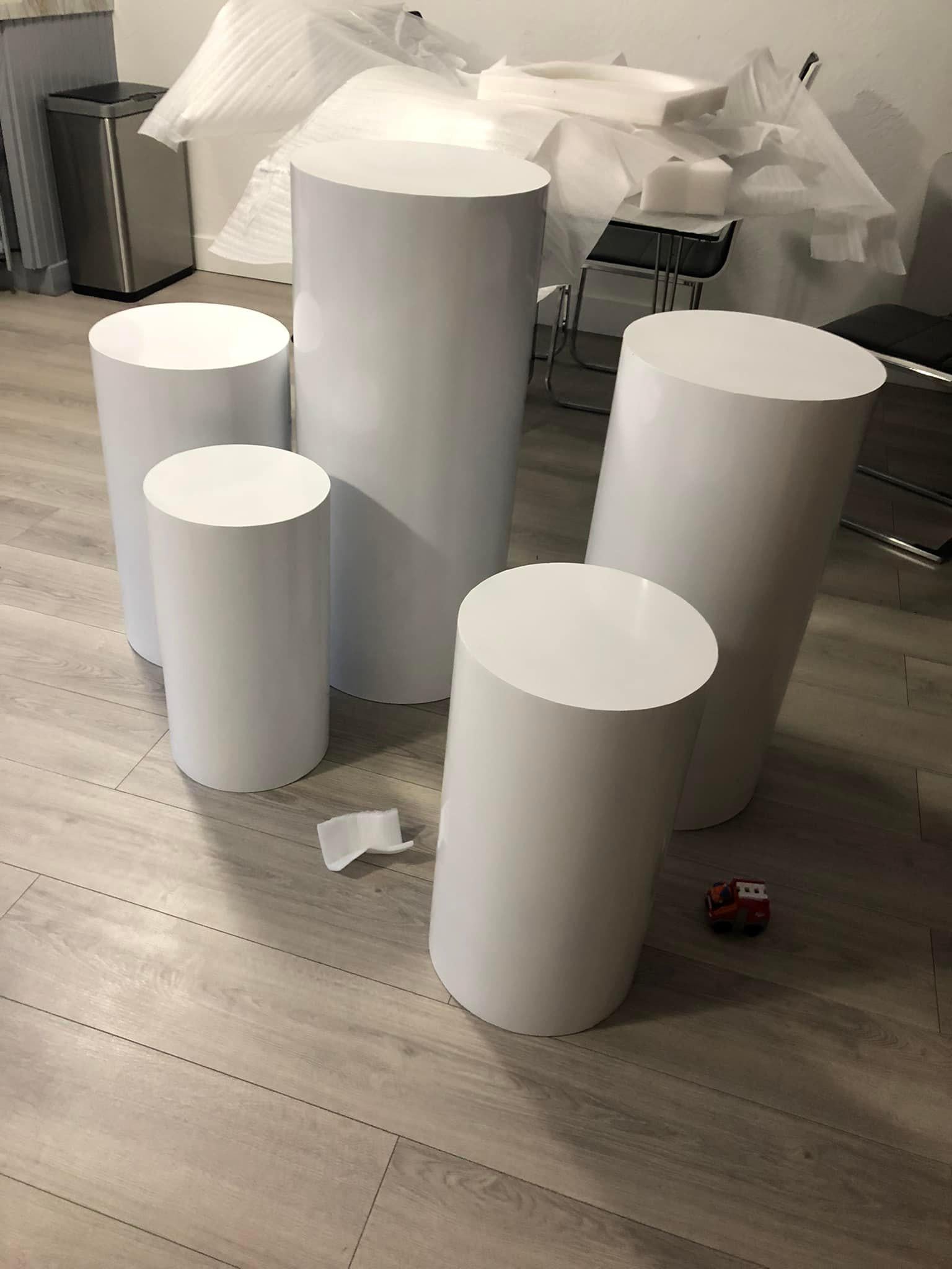 Metal Cylinder Stands for Party, 5Pcs/Set Large White Cylindros Para Fiestas Redondos Blancos, Elegant Cylinder Stand for Event Decorations