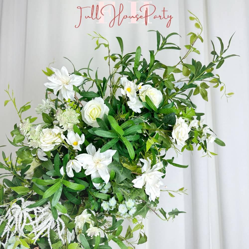 US Seller---Greenery Eucalyptus White Rose Flower Archway, Wedding Backdrop Flower Archway, Wedding Flower Arrangement, Stage Outdoor Party