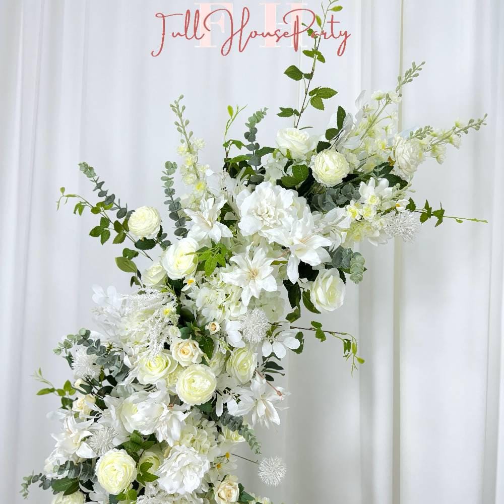 Wedding Archway Artificial Ivory Rose  Archway,Flower Row Arrrangement Marriage Wedding PillarFlower,Wedding Flower Party Event backdrop