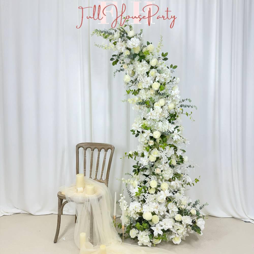 Wedding Archway Artificial Ivory Rose  Archway,Flower Row Arrrangement Marriage Wedding PillarFlower,Wedding Flower Party Event backdrop