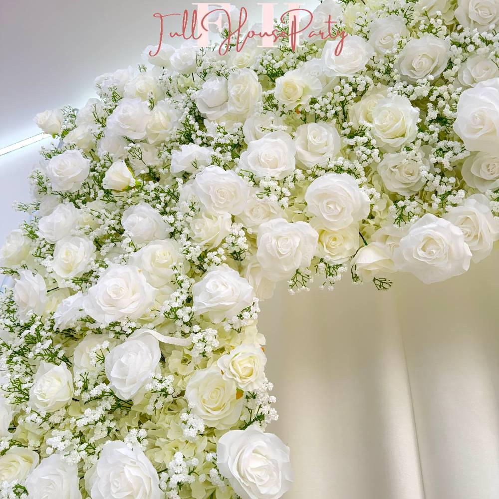 H8.53 xW8Ft Rollable Artificial White Rose Arch Wedding Decoration, Flower Arch Wedding,Backdrop Flower Archway