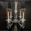 Tall Clear Crystal Candle Holder with Glass Hurricane Tube - Wedding Centerpiece