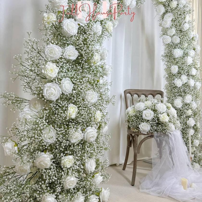U.S. Local Stock- Baby’s Breath Flower Arches For Weddings, DIY Floral Row Arrangement, Flower Wedding Arch for Event Backdrop Decoration
