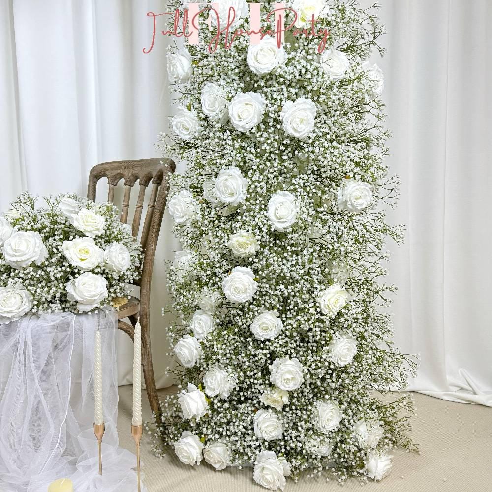 U.S. Local Stock- Baby’s Breath Flower Arches For Weddings, DIY Floral Row Arrangement, Flower Wedding Arch for Event Backdrop Decoration