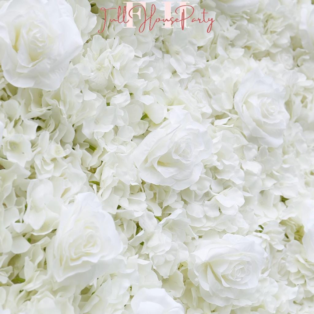 3D White Rose and Dahlia  Fabric Backdrop Flower Wall, Wedding Party Photo Background, Wedding Decoration, Easy and Quick Assembly