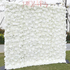 3D White Rose and Dahlia  Fabric Backdrop Flower Wall, Wedding Party Photo Background, Wedding Decoration, Easy and Quick Assembly