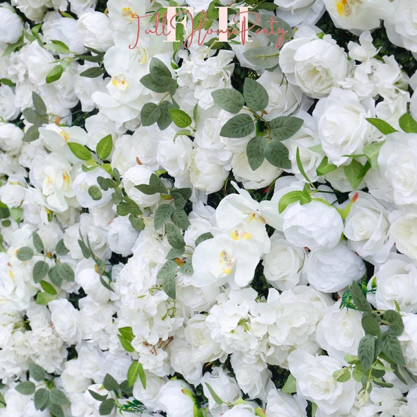 US Seller---5D White Rose Flower Wall 8*8ft - Flower Wall Roller Curtain Wall, Fabric Flower Wall, Wedding Party Photo Backdrop