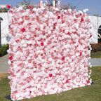 US seller---5D Baby Pink Rose Flower Wall  (8x8 ft) - Roll-Up Curtain Style Fabric Flower Wall for Wedding Party Photo Backdrop