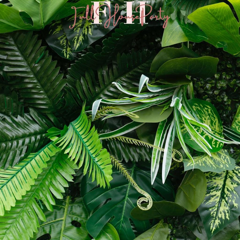 US Seller---Lush Green Leaves  5D Flower Wall (8x8 ft) -   Roll-Up Curtain Style Fabric Flower Wall for Wedding Party Photo Backdrop.