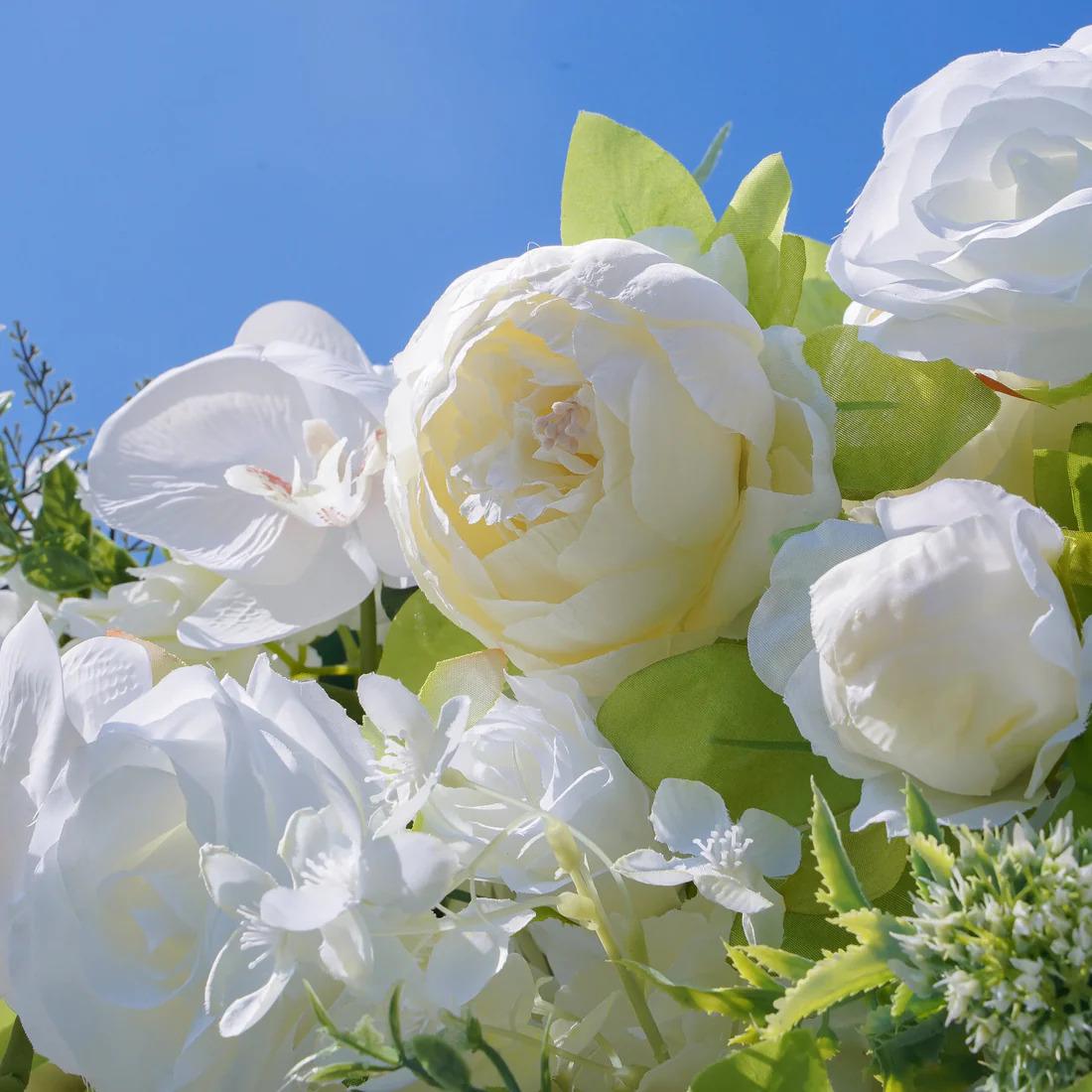 US Stock---5D Rose Flower Wall 8x8ft, Fabric Flower Wall Backdrop, Rolling Up Curtain Wall, Wedding Party Photo Booth Backdrop