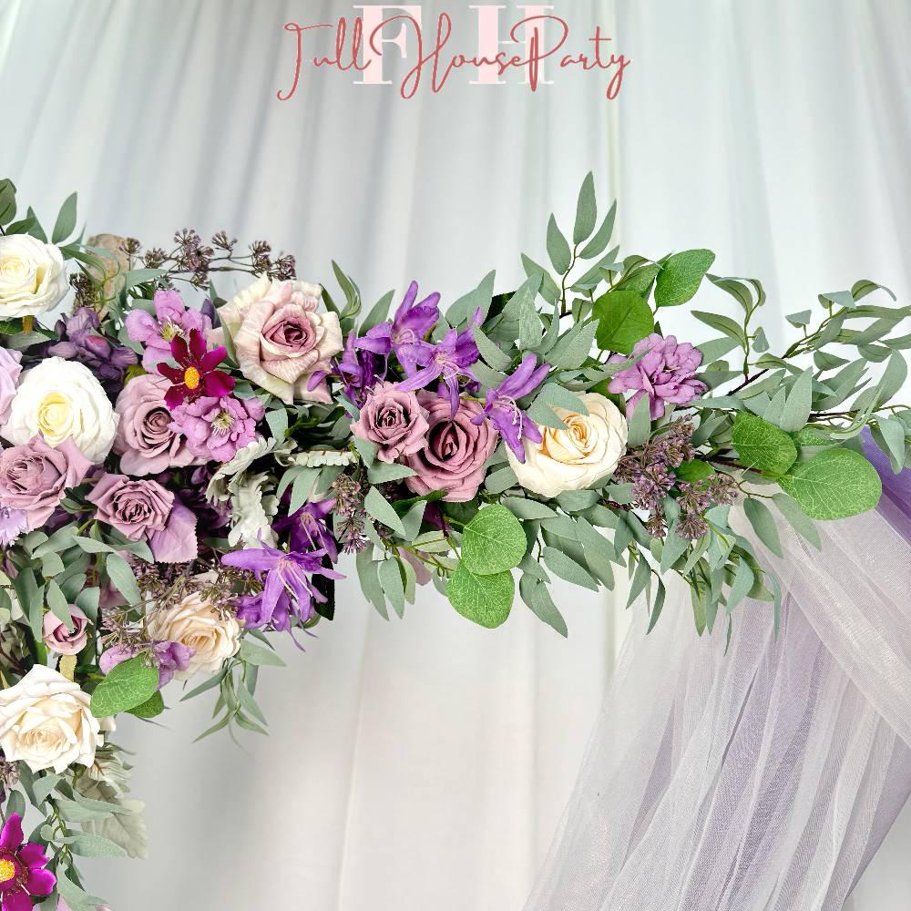 USA Local Stock---Wedding Arch Decoration with pink purple and white roses （Free matching curtains ）