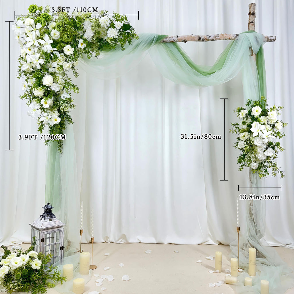 USA Local Stock---Wedding arch decoration with white roses and eucalyptus leaves（Free matching curtains ）