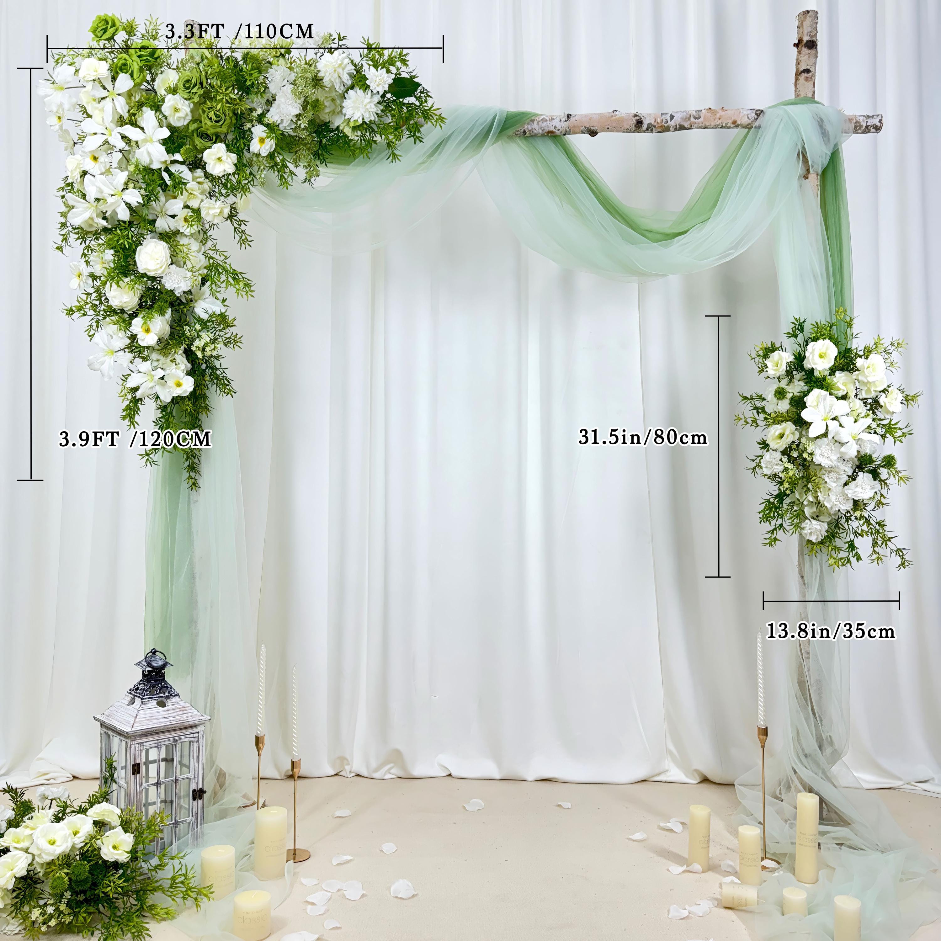 USA Local Stock---Wedding arch decoration with white roses and eucalyptus leaves（Free matching curtains ）